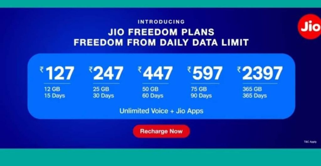 Jio Freedom Plans