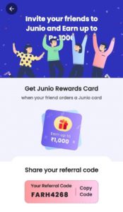 Junio RuPay Prepaid Card Refer Earn