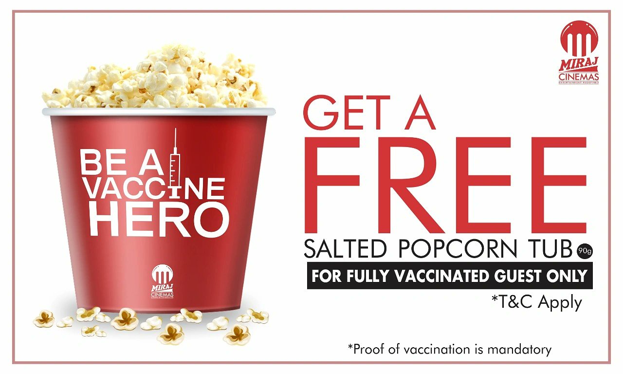 Miraj Cinemas Salted Popcorn Tub Free
