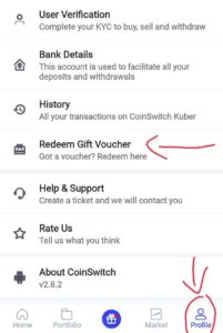 CoinSwitch Kuber Redeem Gift Voucher Code