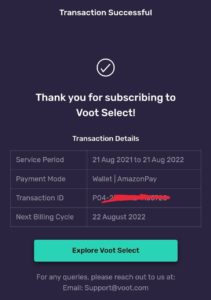 Voot Select Premium Subscription Offer