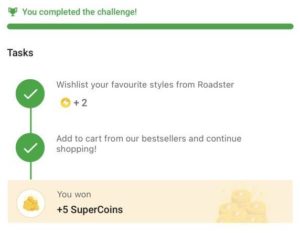 First Of All Just Visit This Link - http://www.flipkart.com/gamification/home Open Link In Mobile App You Will See 'Monsoon Challenge' Task Click On Tap To Participate Complete All 5 Tasks You Will Receive 2+8 = 10 Free Supercoins Free Supercoins Rewards Will Be Instantly Credited In Your Wallet