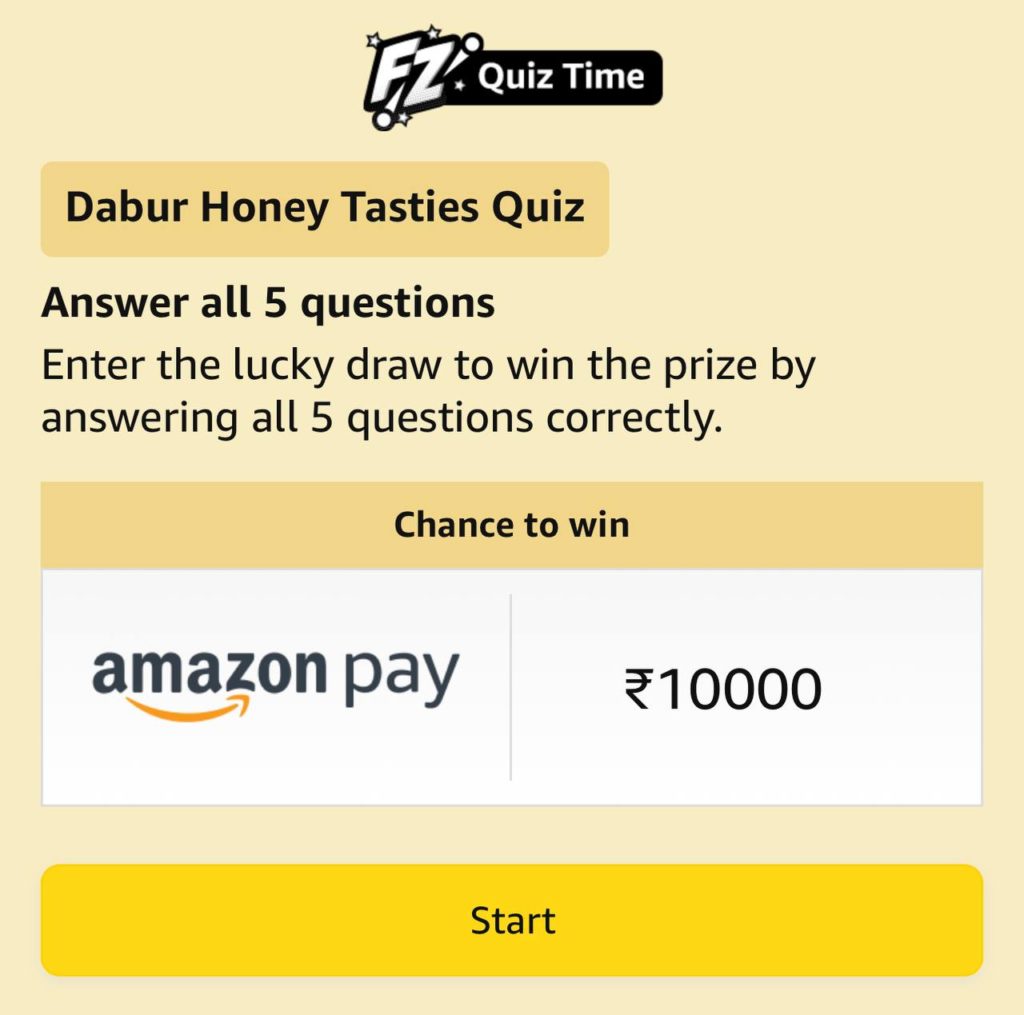 Amazon Dabur Honey Tasties Quiz Answers