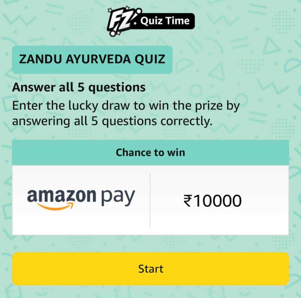 Amazon Zandu Ayurveda Quiz Answers
