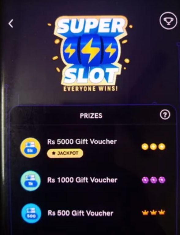 धूम] Flipkart Super Slot - Win Assured ₹3 to ₹5000 Gift Vouchers By Using 20 Supercoins