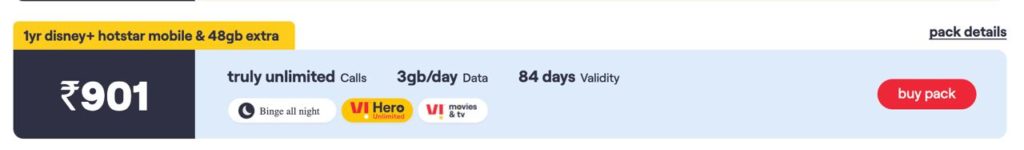 Vodafone Idea 3GB Daily Data Plans