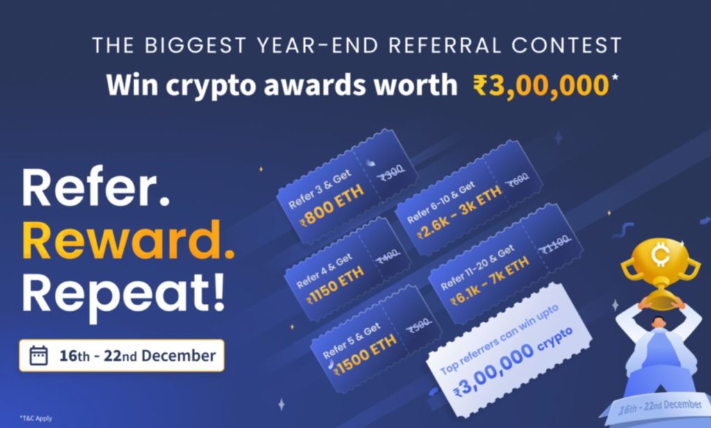 CoinDCX Refer Reward Repeat