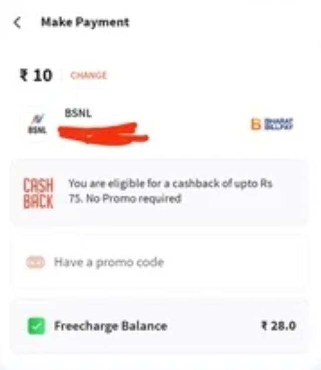 Freecharge Cashback Offer