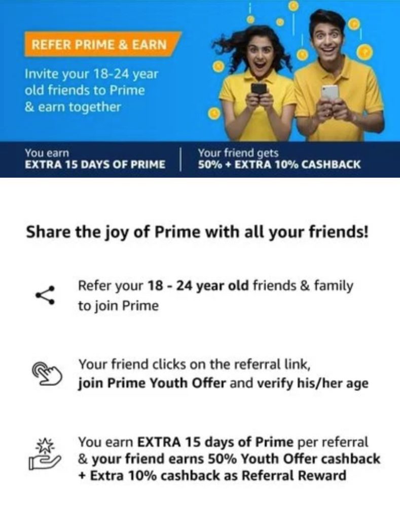 Amazon Prime Youth Offer- 1 Year Prime Membership @ Just ₹599