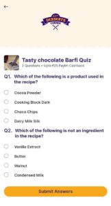 PayTM Cadbury Dessert Corner Quiz