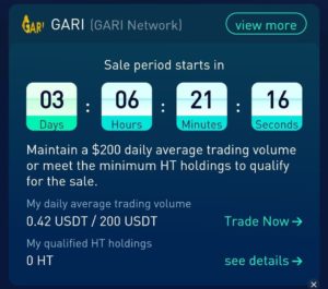 Huobi Pro GARI Token Airdrop