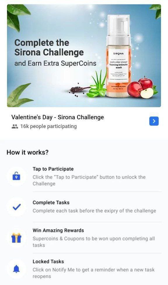FREE Flipkart Supercoins From Sirona Challenge 