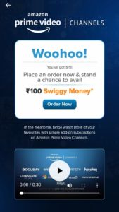 Swiggy Amazon Prime Video Quiz