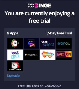 Tata Play Binge Free OTT Subscription
