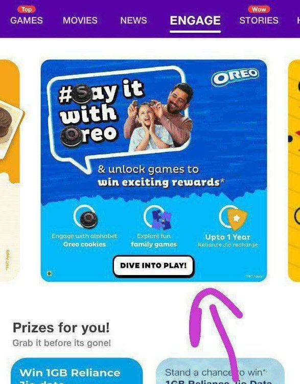 MyJio App 'Say it with Oreo' Game - Instantly Get 400 Mb Free Jio Data 