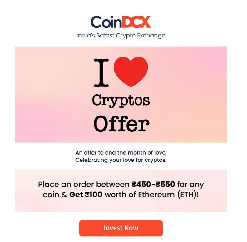 CoinDCX Coupon code Offer For Old Users - How to get Free ₹100 ETH
