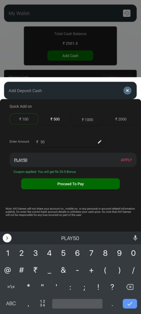 Aio Games Free Paytm cash offer