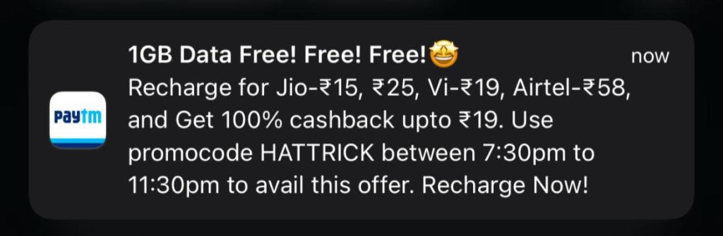 Vi Free Recharge Of Data Plans From Paytm