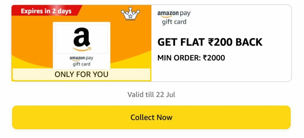 Amazon Gift card cashback offer