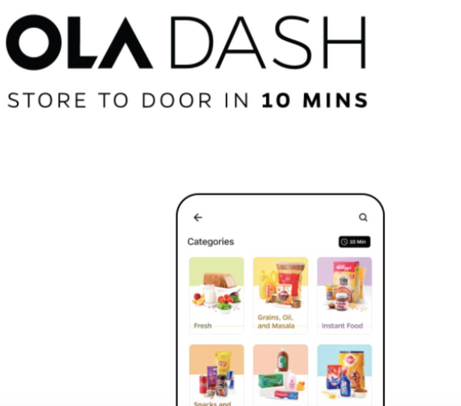 Ola Dash - Top Instant Grocery Delivery apps in India