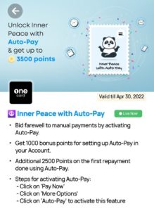 OneCard Inner Peace Auto Pay Offer