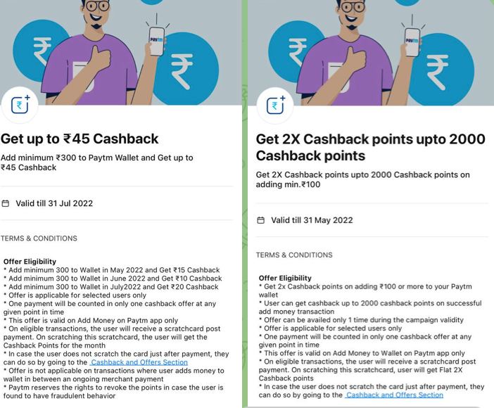Paytm Wow Wallet days Add Money Offers