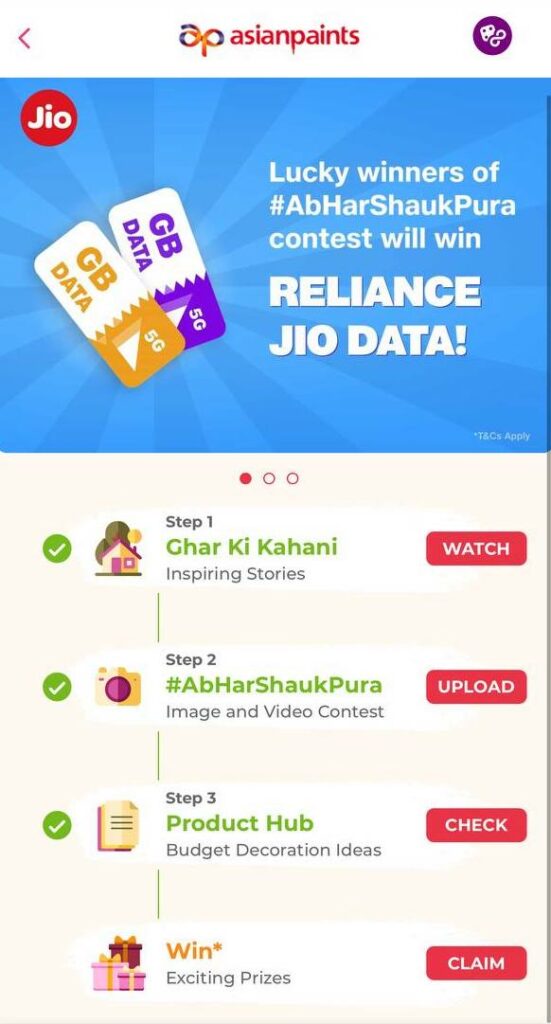 Jio Free Data offer from MyJio App