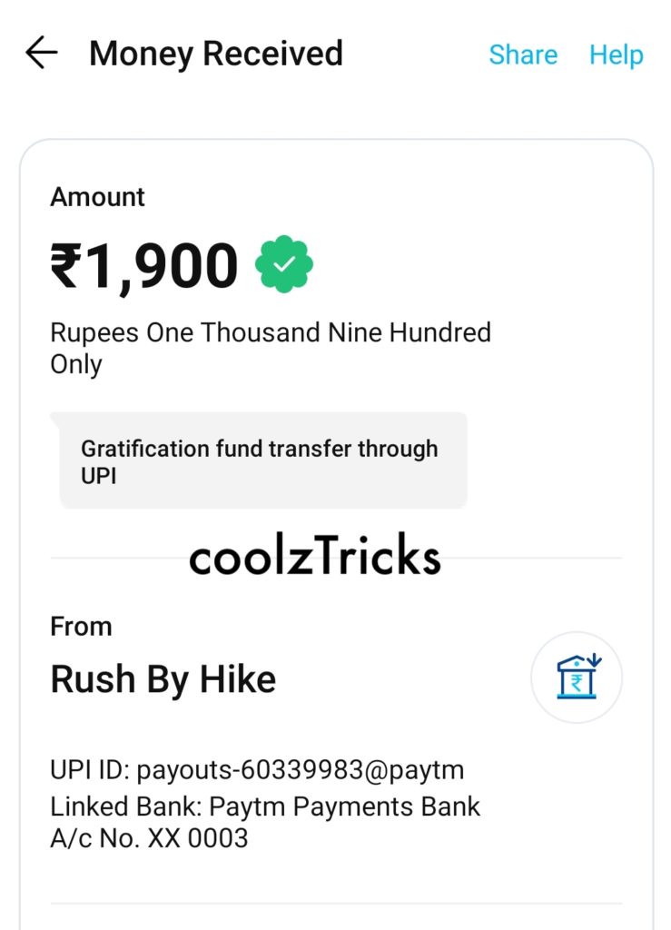 Proof Of Rush App Free Paytm Cash Giving App