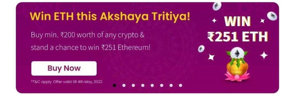 CoinDCX Akshaya Tritiya Offer Code - Win ₹251 ETH Tokens For FREE