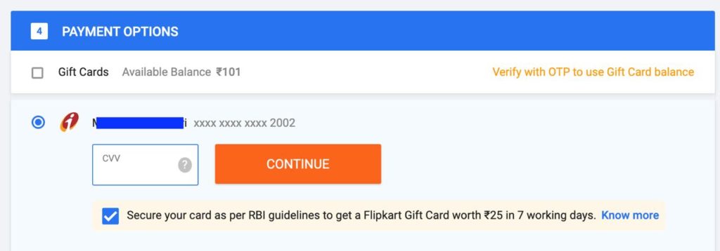 Flipkart Secure Card Offer