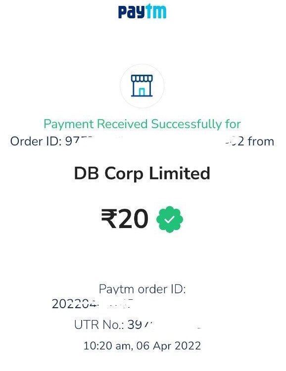 Proof Of Dainik Bhaskar App Free Paytm Cash Giving App