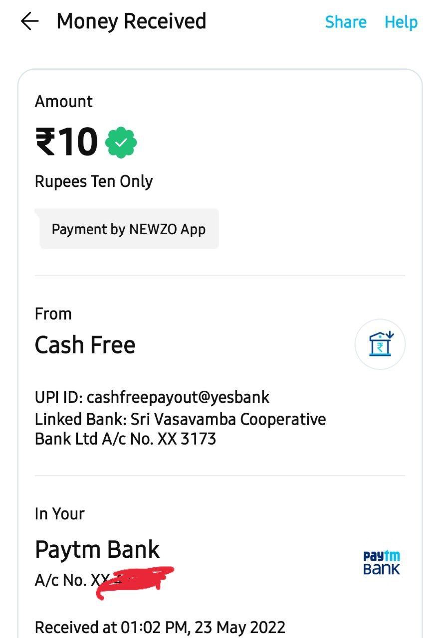 Proof Of NewZo App Free Paytm Cash Giving App