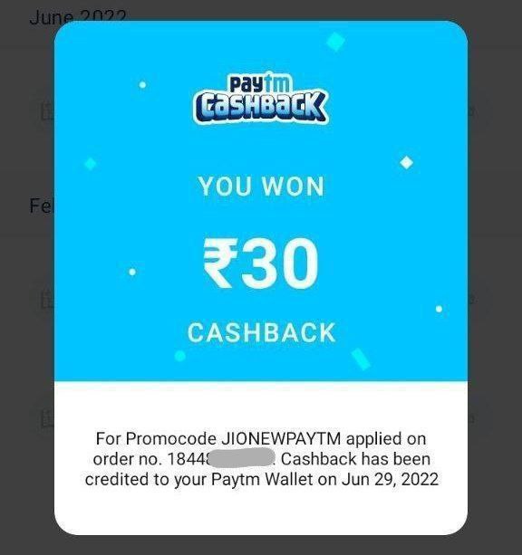 Paytm Jio New Recharge Offer - Get Flat ₹30 Cashback 