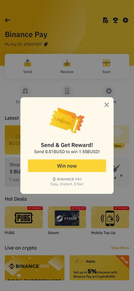 Binance Send BUSD Offer