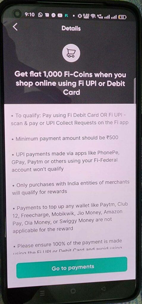 Fi Bank New UPI Loot : Earn 5000 Fi Coins