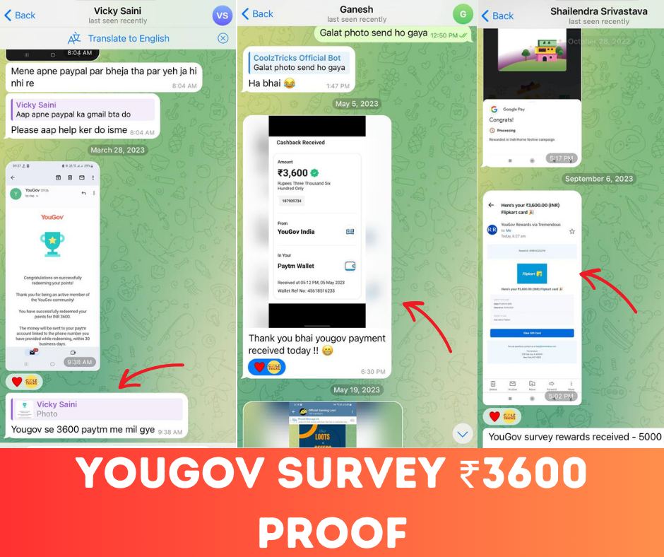 YouGov Survey Payment Proof