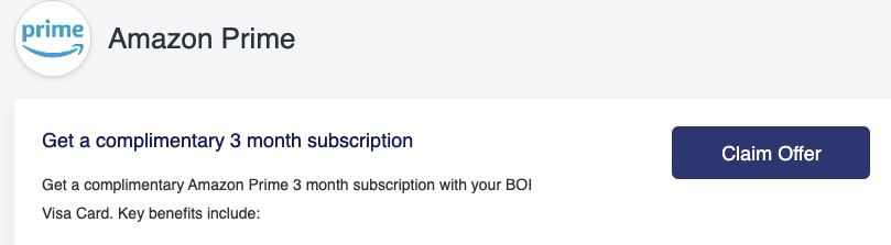 3 Months Free Amazon Prime Membership With BOI Debit Card