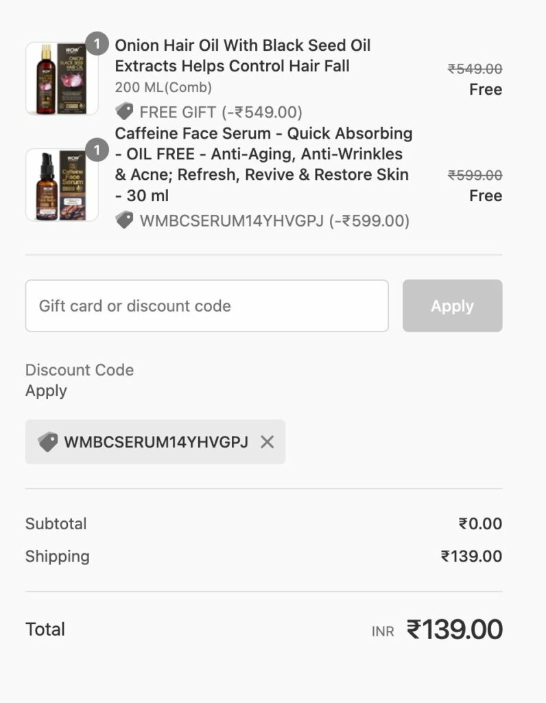 WOW Loot : ₹1148 Products For FREE | Face Serums & Onion Hair Oil