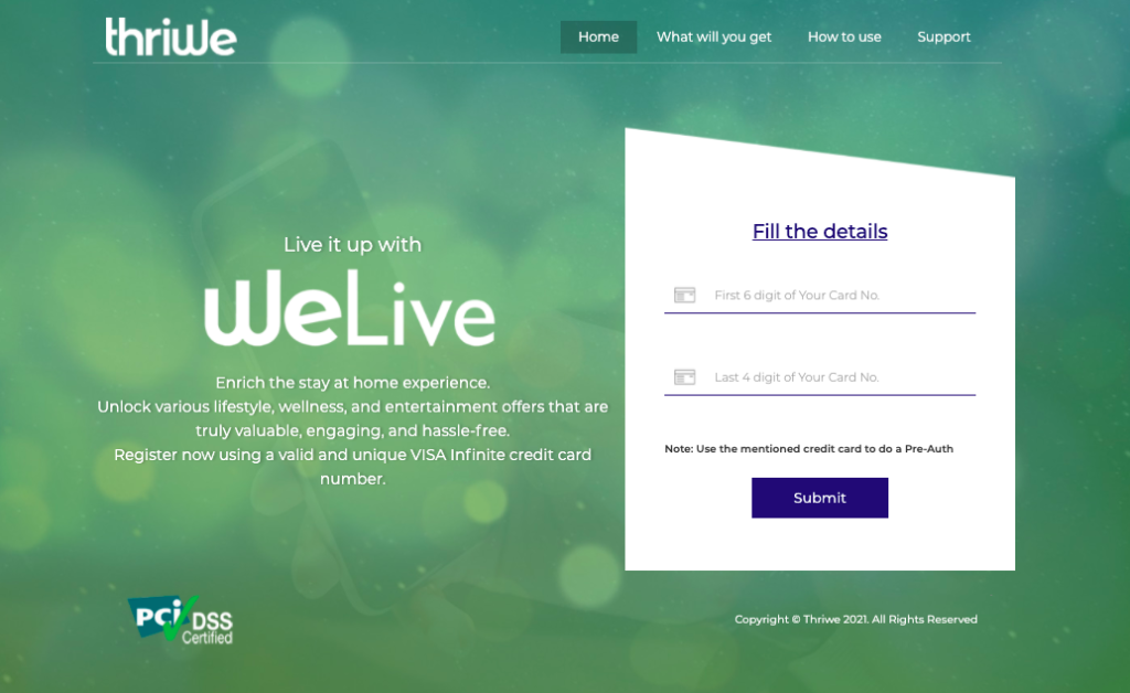 Welive Thriwe Visa Credit Card Offer