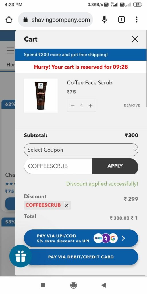 How to Get Bombay Shaving Company 4 Coffee Face Scrub For FREE: