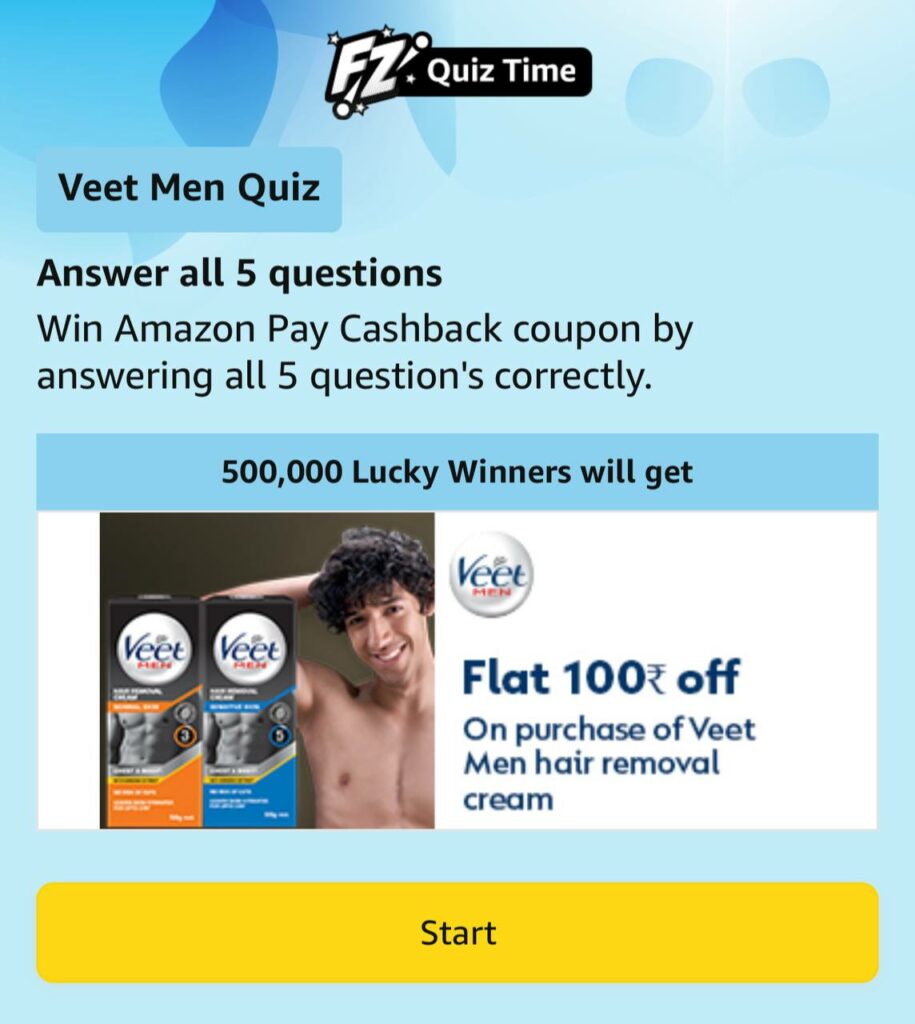 Amazon Veet Men Quiz Answers