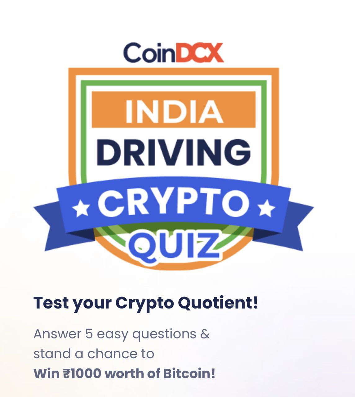 Coindcx India Driving Crypto Quiz answers