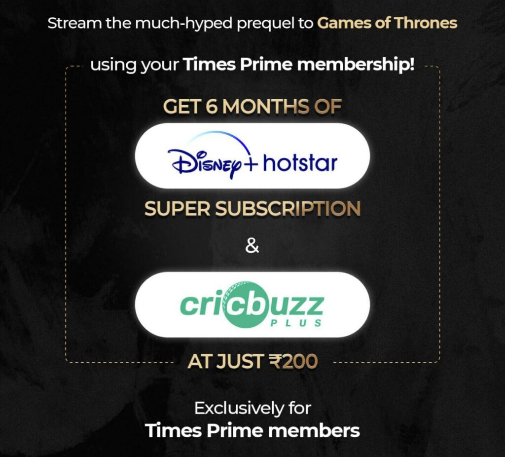 Free Premium Subscription Of Hotstar From TimesPrime