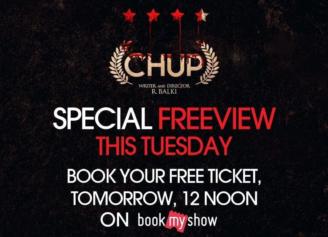 BookMyShow Chup Movie Ticket Free