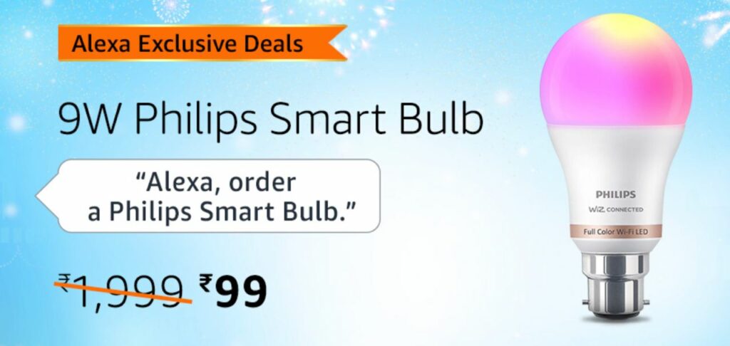 [Loot] Philips Smart Bulb @ Just ₹99 With Alexa Skill | Flat ₹500 Off