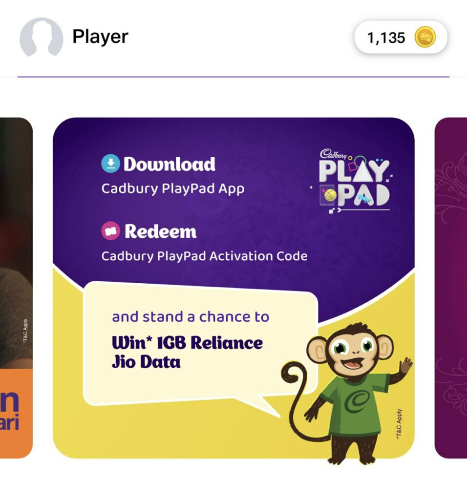 MyJio Cadbury Play Pad Offer