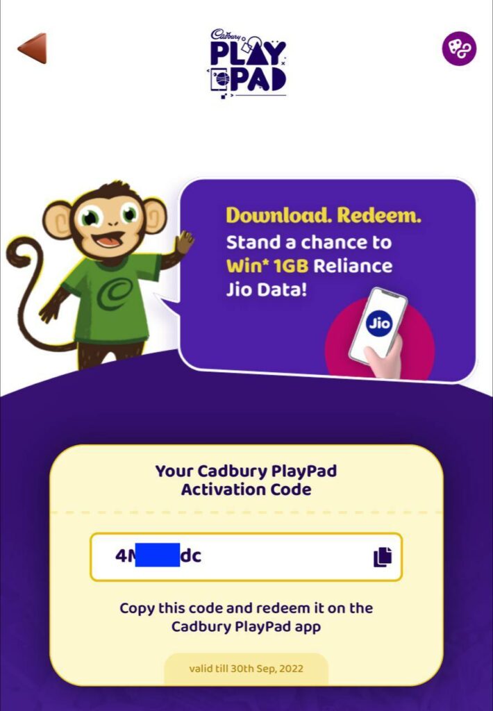 MyJio Cadbury Play Pad Offer