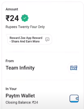 Reward Zee Refer Earn Free PayTM Cash