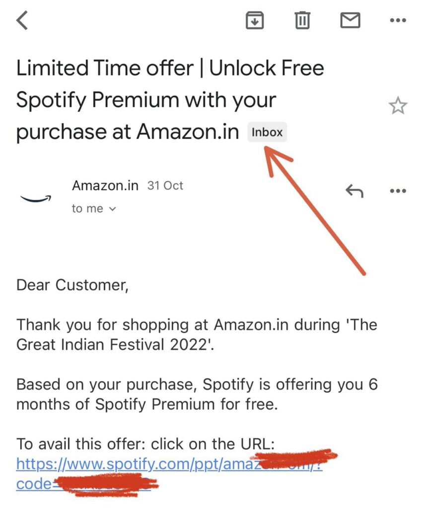 Amazon is sending 6 Months free Spotify Premium Membership code