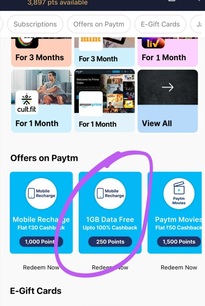 Paytm Free Data Loot - Get 1 GB Free Data With Cashback Points 